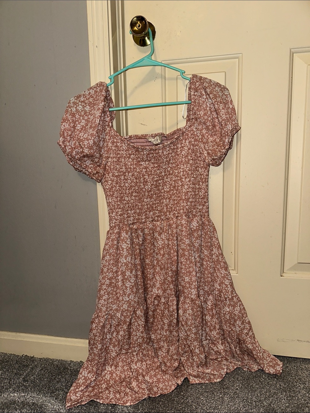 Altar'd State Rose Floral Puff Sleeve Midi Dress